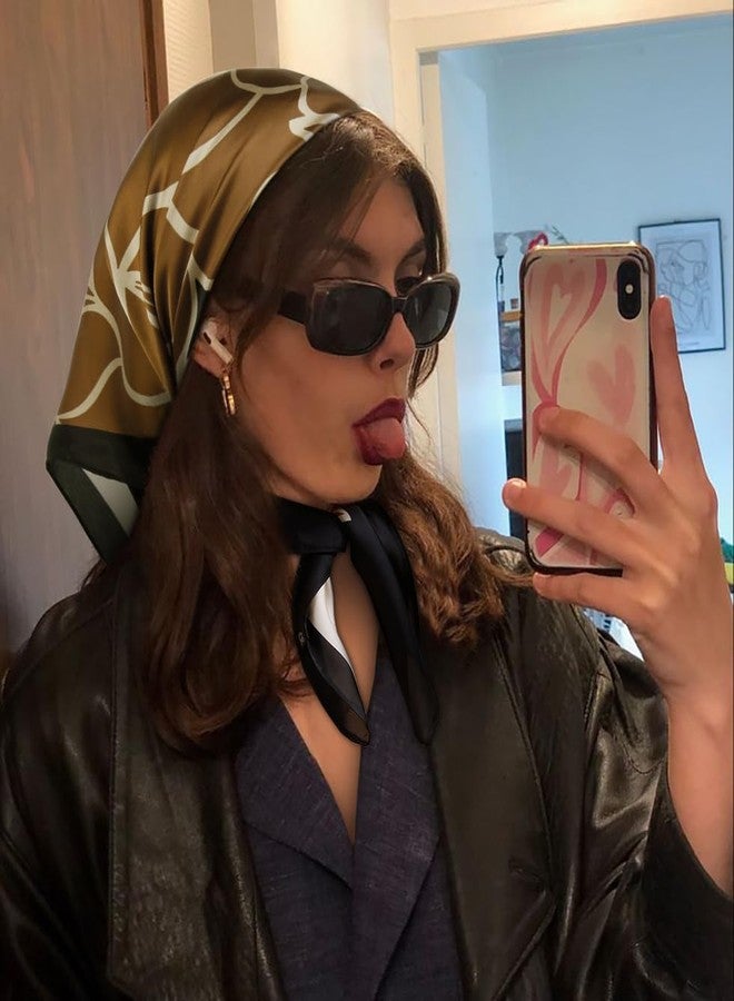 AIBFRID 27.5" Head Scarf for Women, Large Square Satin Hair Scarf Neck Silk Scarves Hair Wrap Bandanas For Sleeping - Image 2